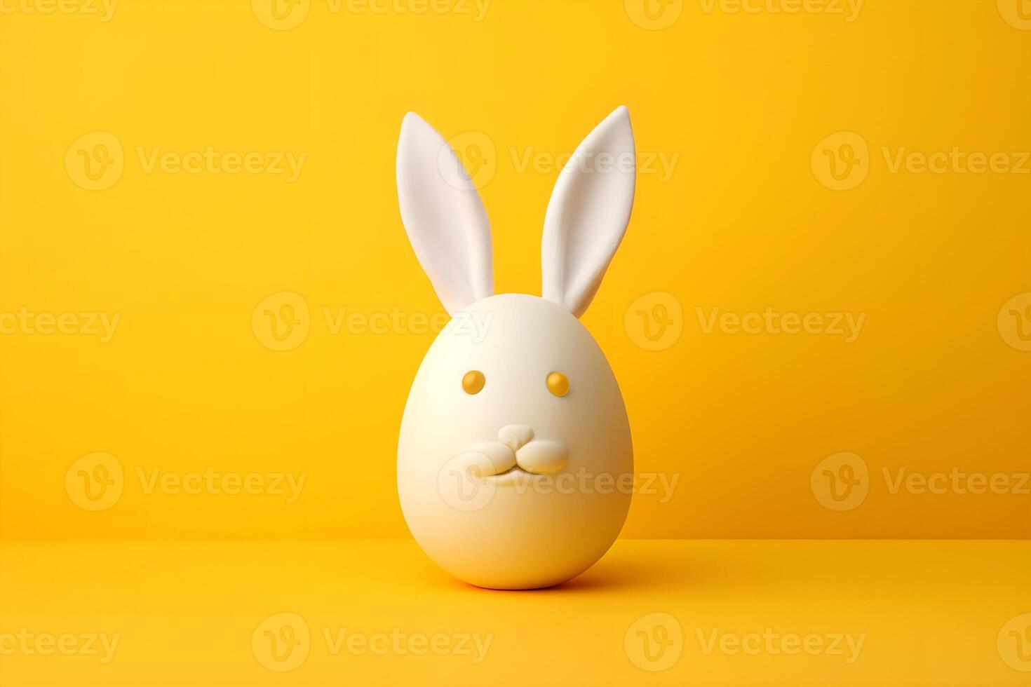 ai generato Pasqua uovo con coniglio orecchie su giallo sfondo. foto