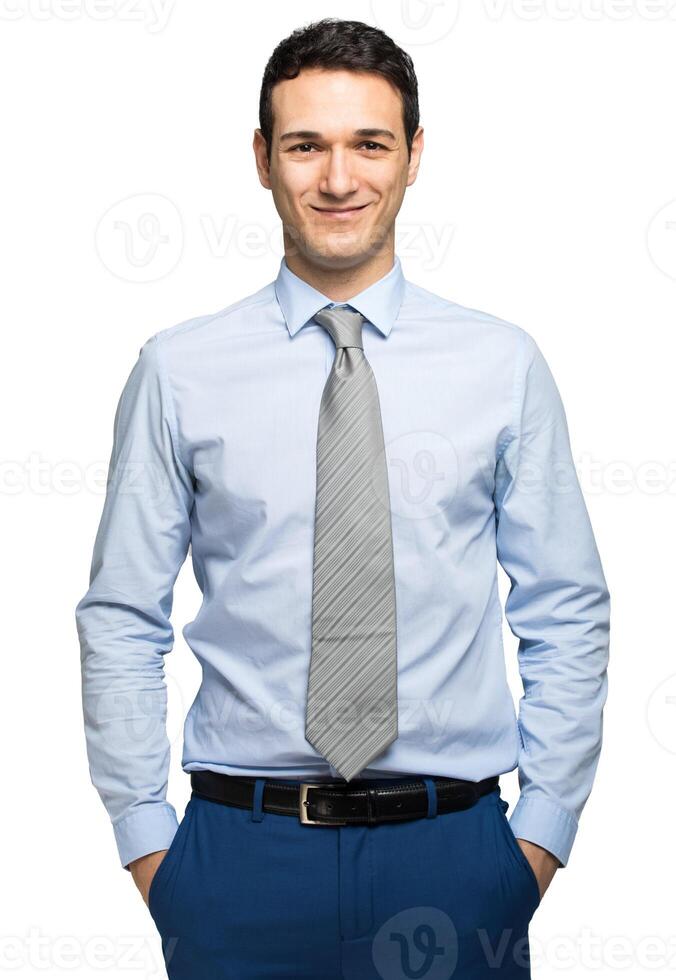 sorridente giovane manager ritratto isolato su bianca foto