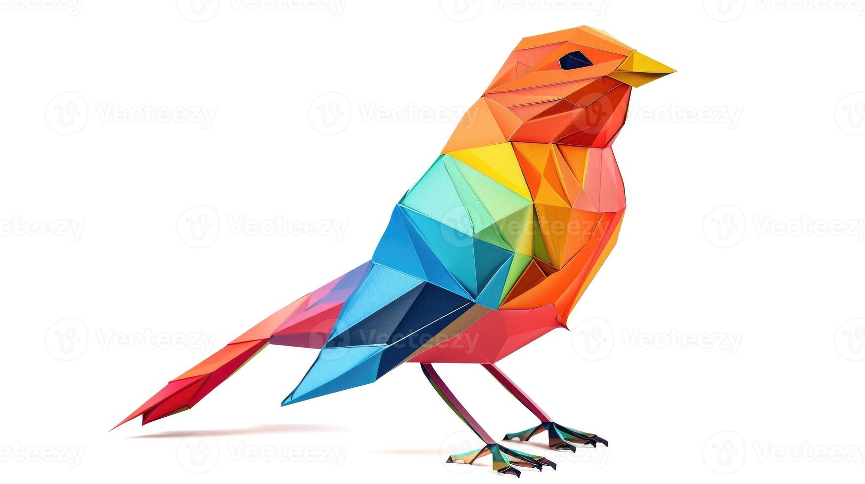 ai generato colorato origami uccello, unico carta poligono opera d'arte, ideale animale domestico concetto, ai generato foto