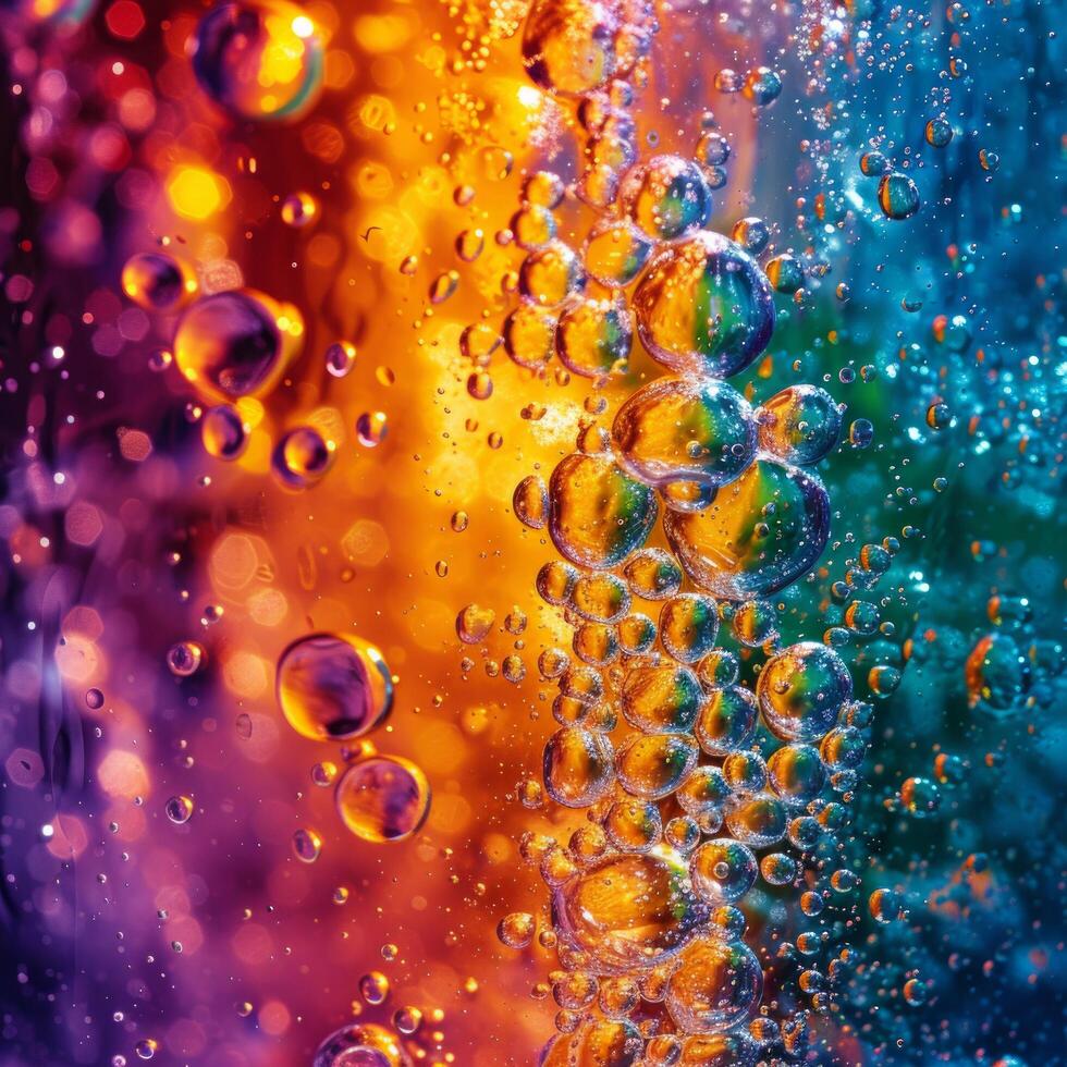 ai generato vivace colori e frizzante bolle creare un' vivace e dinamico composizione foto