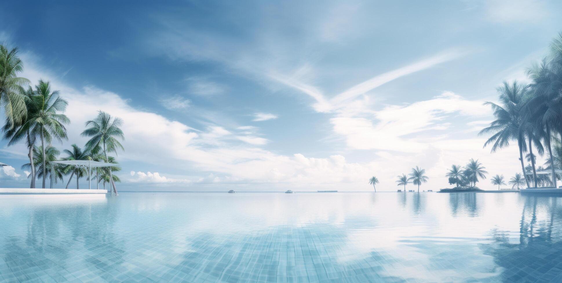 ai generato il nuoto piscina di lago tiki Maldive foto