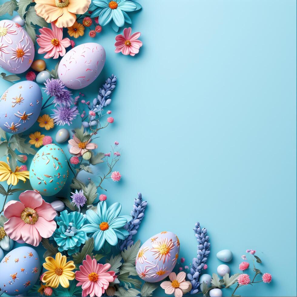 ai generato un Pasqua sfondo con un Pasqua uovo telaio foto