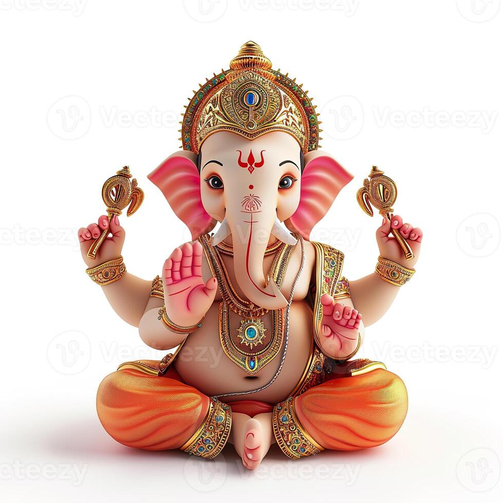 ai generato glorioso 3d rappresentazione di signore Ganesha foto