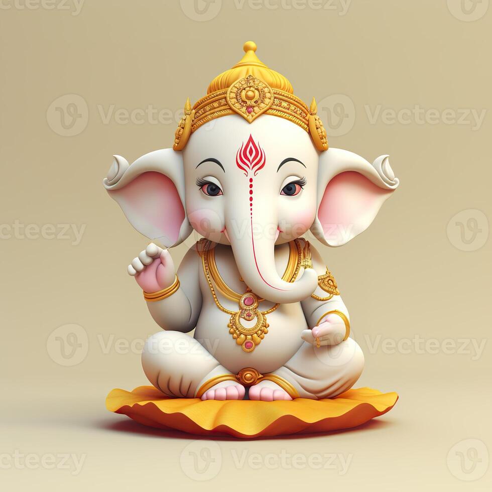 ai generato 3d rendere di signore Ganesha illustrazione foto