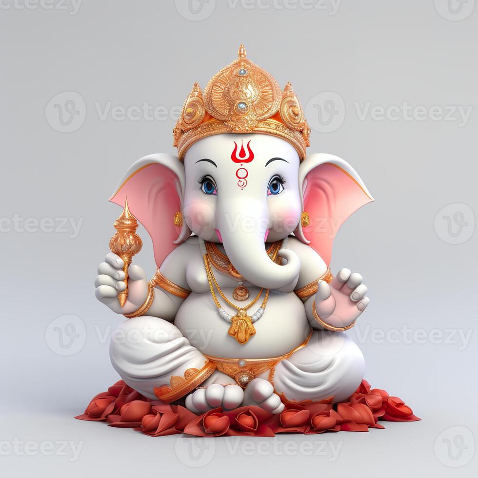 ai generato glorioso 3d rappresentazione di signore Ganesha foto