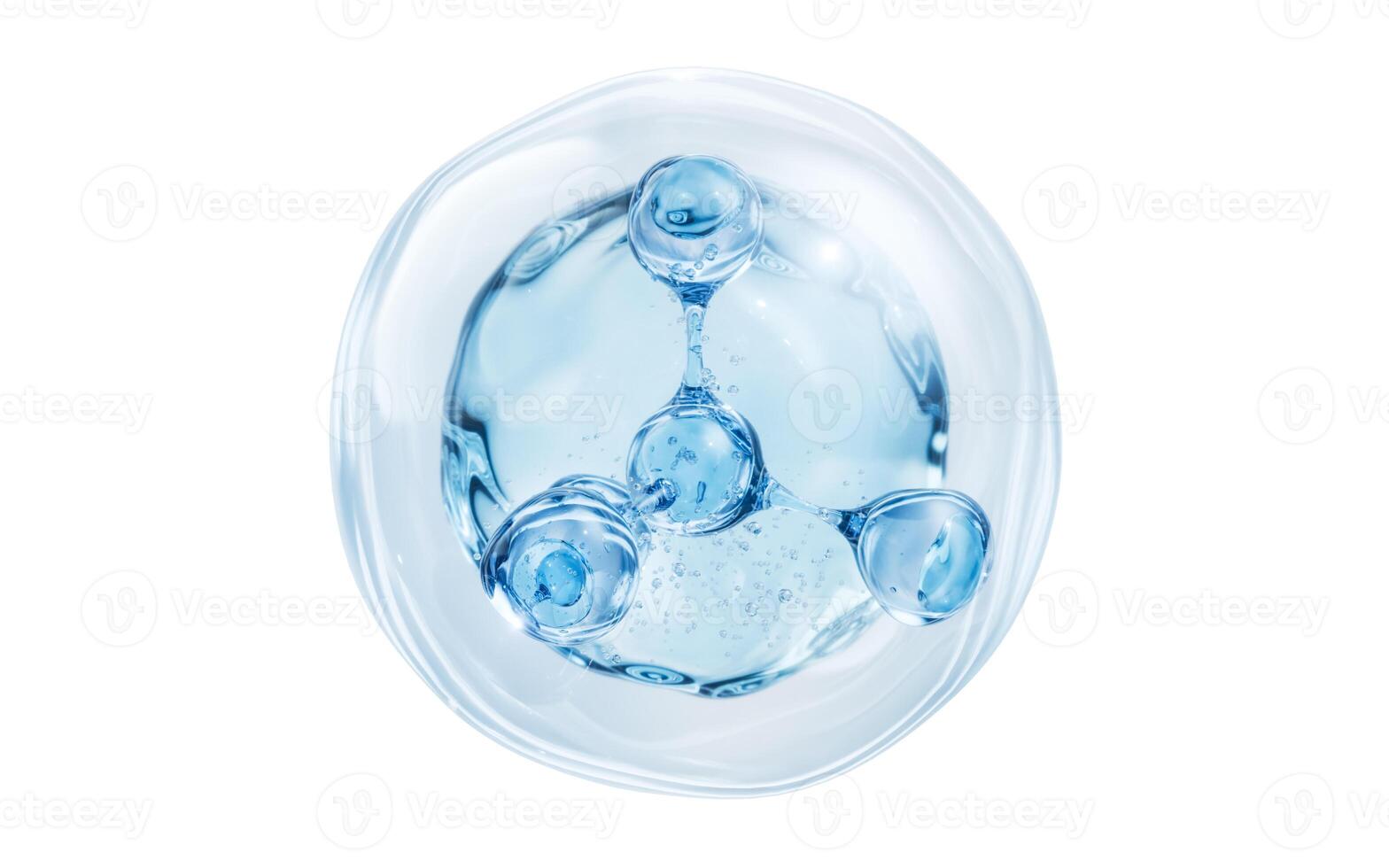 molecola e acqua bolla, 3d resa. foto