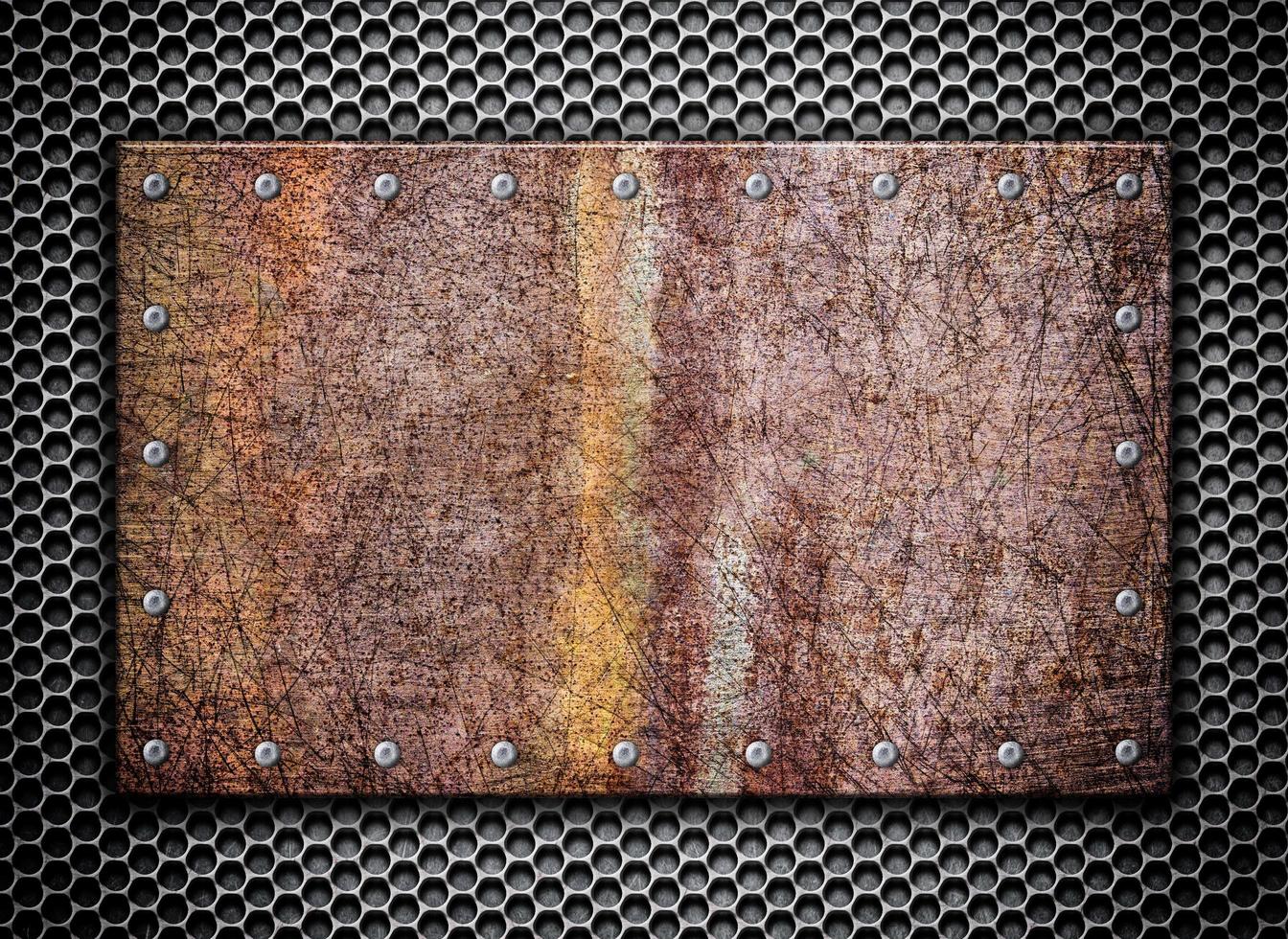 trama griglia metallica arrugginita sullo sfondo, 3d, illustrazione foto
