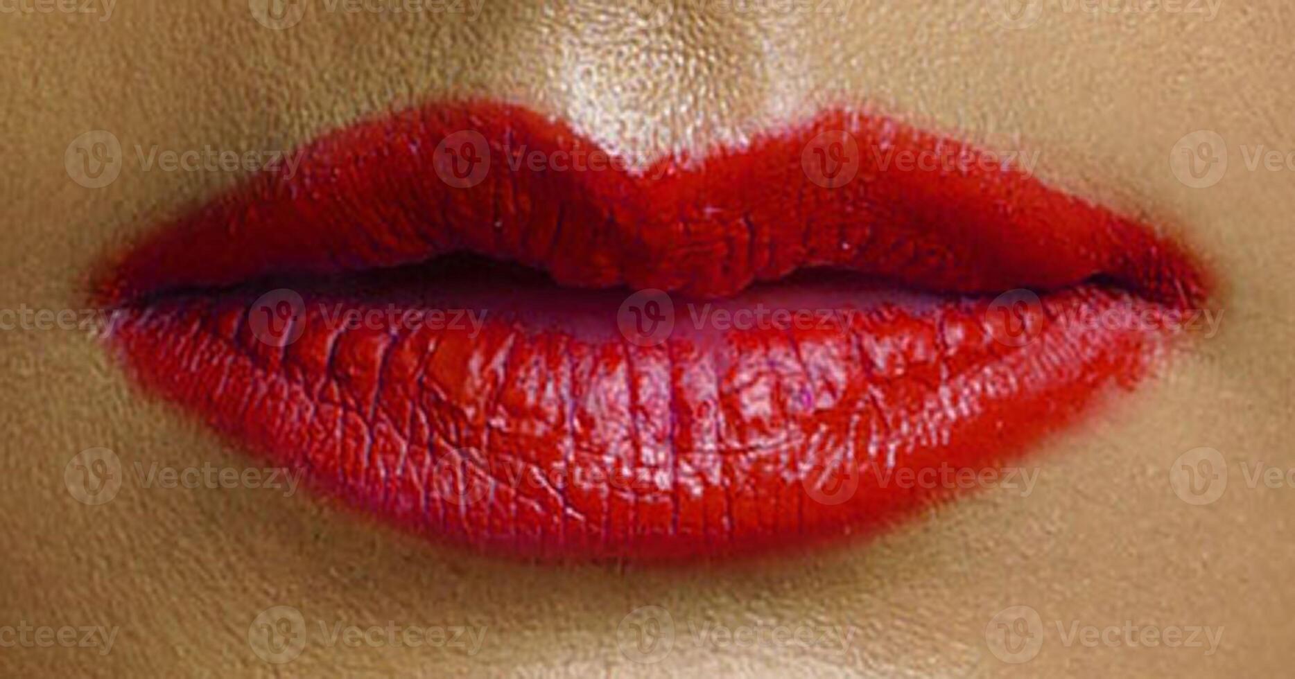bellissimo giovane donna salutare labbra. femmina labbra con vivace rossetto colore. labbro cura e bellezza foto