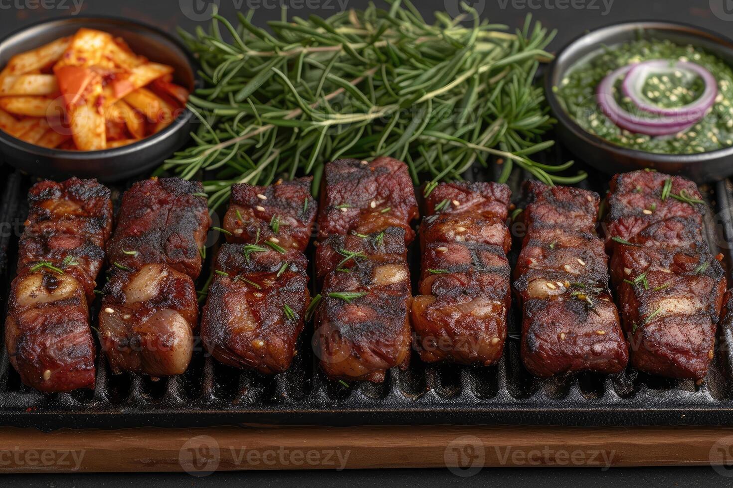 ai generato delizioso grigliato carne con verdure professionale pubblicità cibo fotografia foto