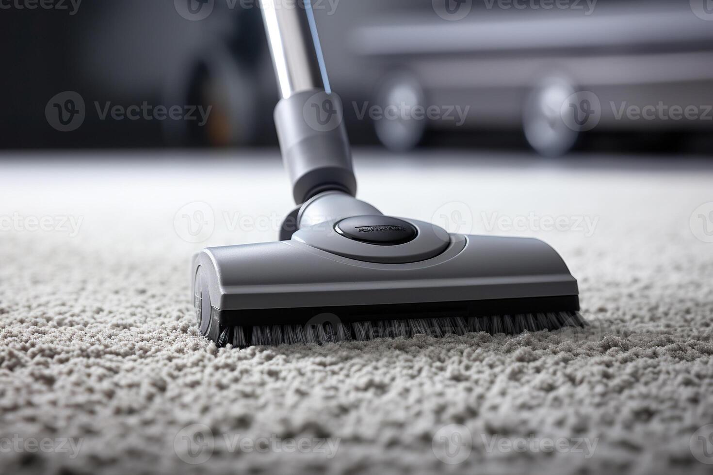ai generato pulizia un' di colore chiaro tappeto con un' vuoto più pulito. lavori di casa concetto. generato di artificiale intelligenza foto