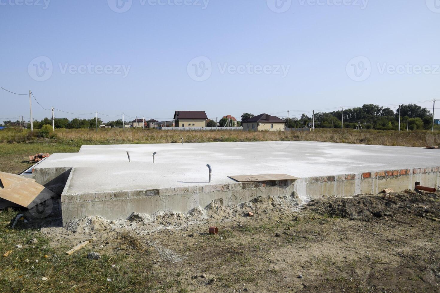 pieno fondazione di il Casa e piani. casa costruzione. foto