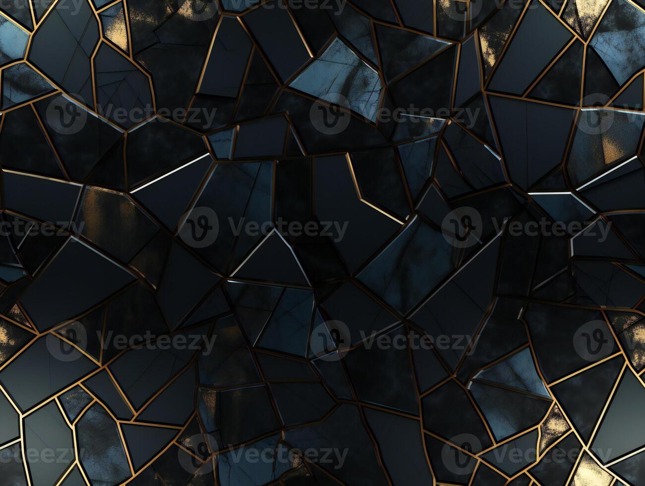 ai generato buio nero mosaico sfondo con d'oro Linee arte deco lusso stile struttura foto