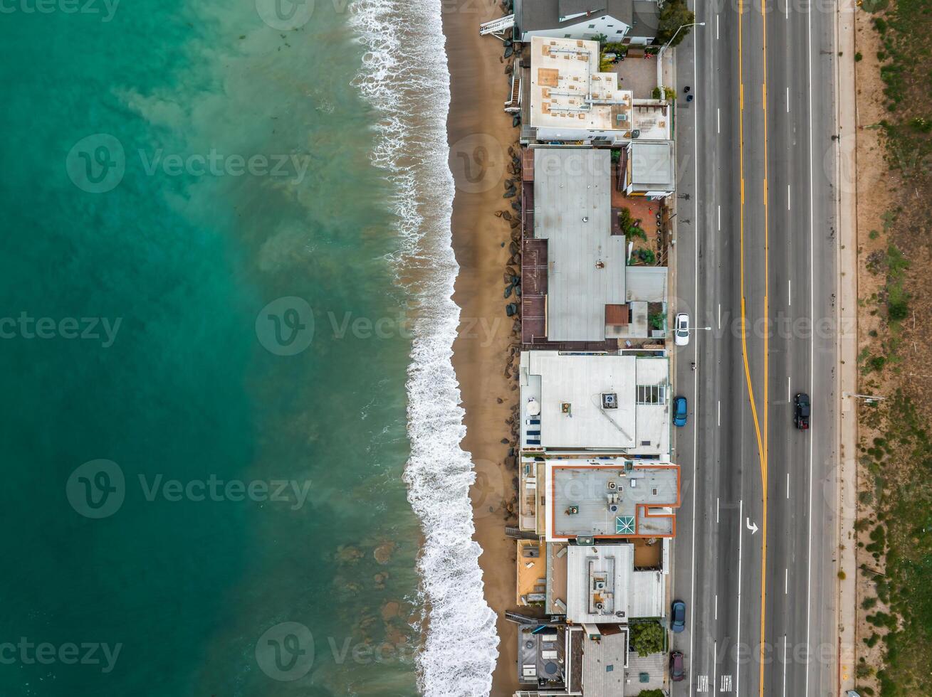 Malibu spiaggia aereo Visualizza nel California vicino los angeles, Stati Uniti d'America. foto