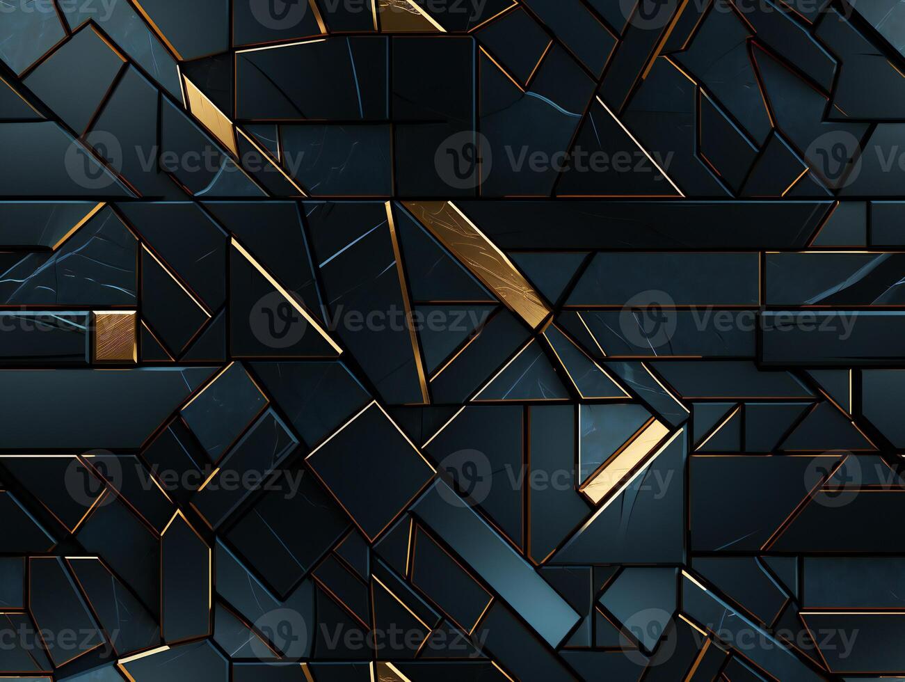 ai generato buio nero mosaico sfondo con d'oro Linee arte deco lusso stile struttura foto