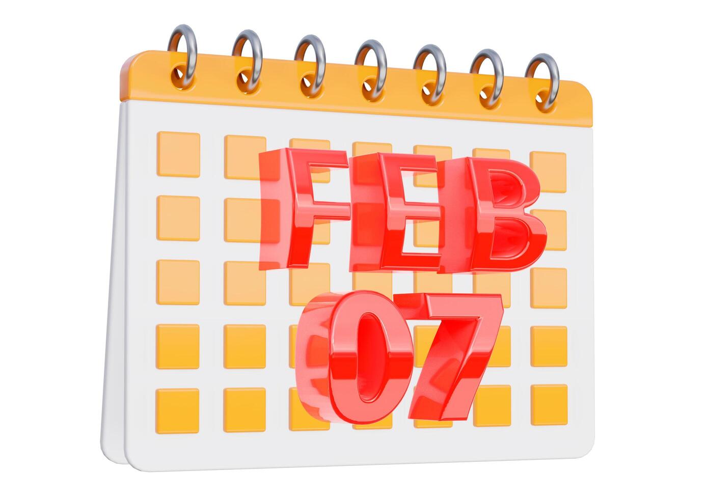 febbraio 7. calendario design isolato su bianca sfondo foto