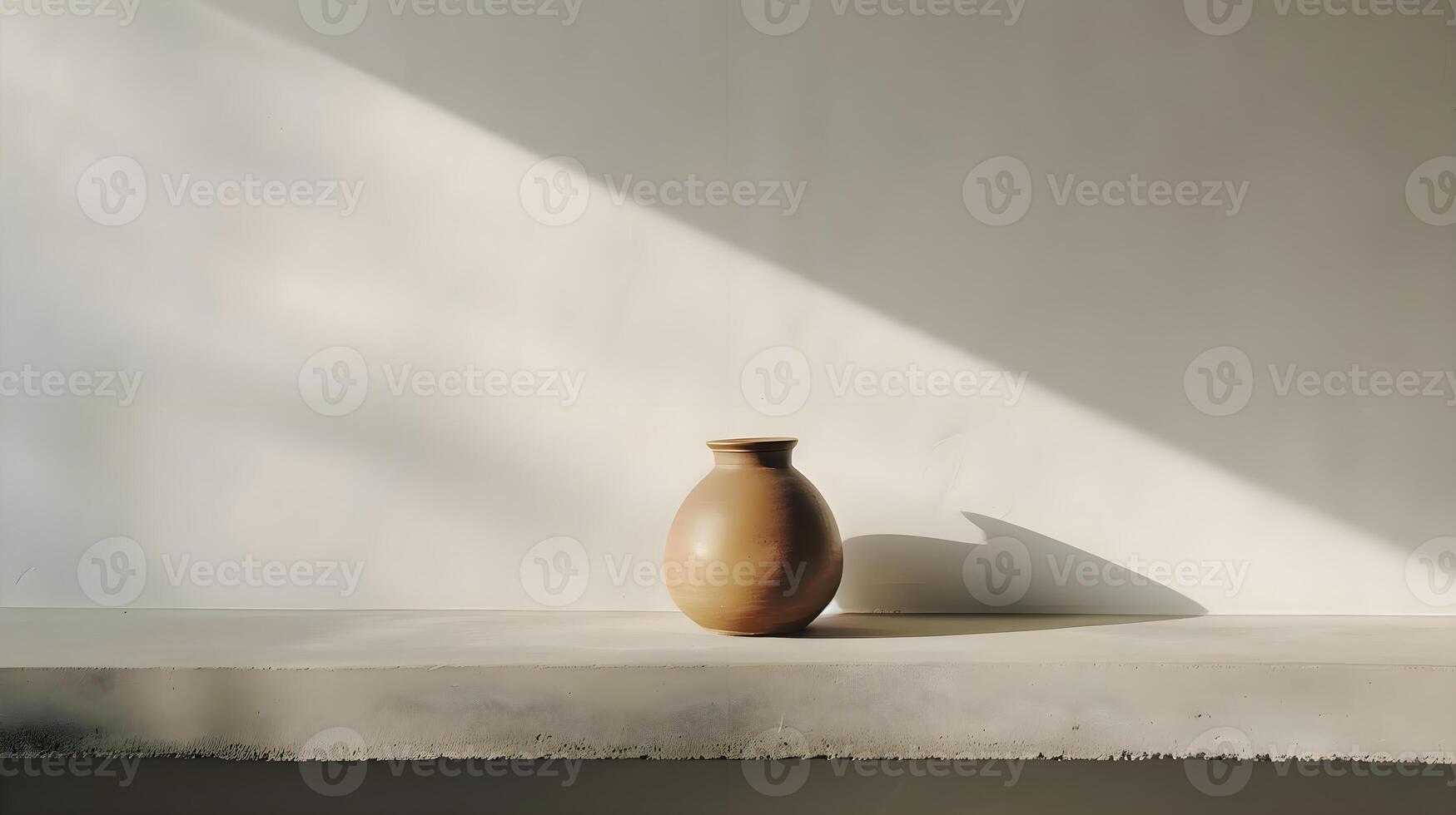 ai generato un' Marrone vaso seduta su superiore di un' tavolo foto