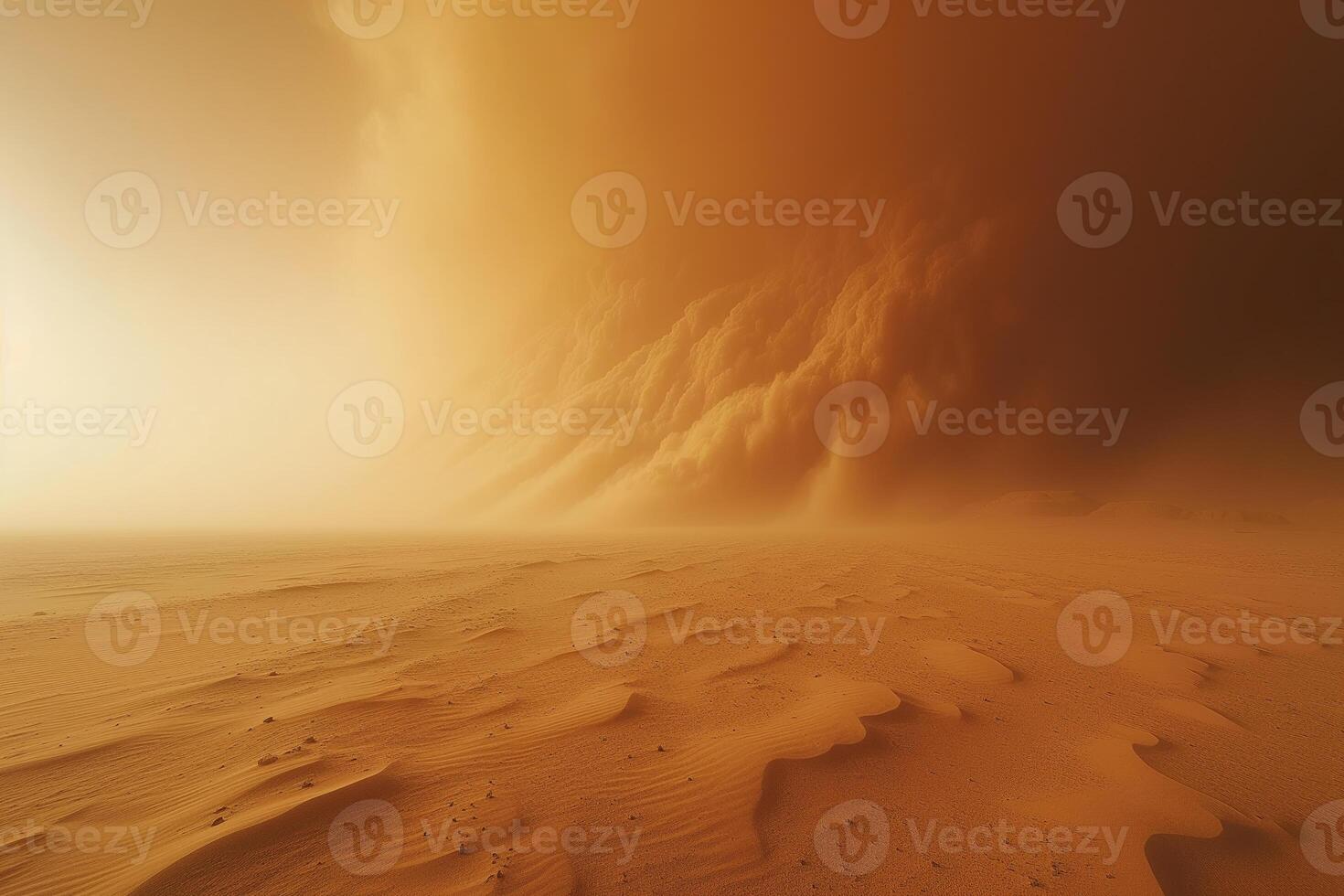 ai generato si avvicina tempesta di sabbia nel il deserto foto