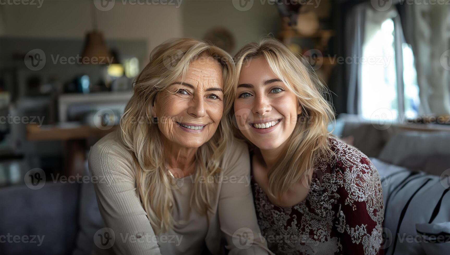 ai generato sorrisi attraverso età famiglia abbraccio catturato foto