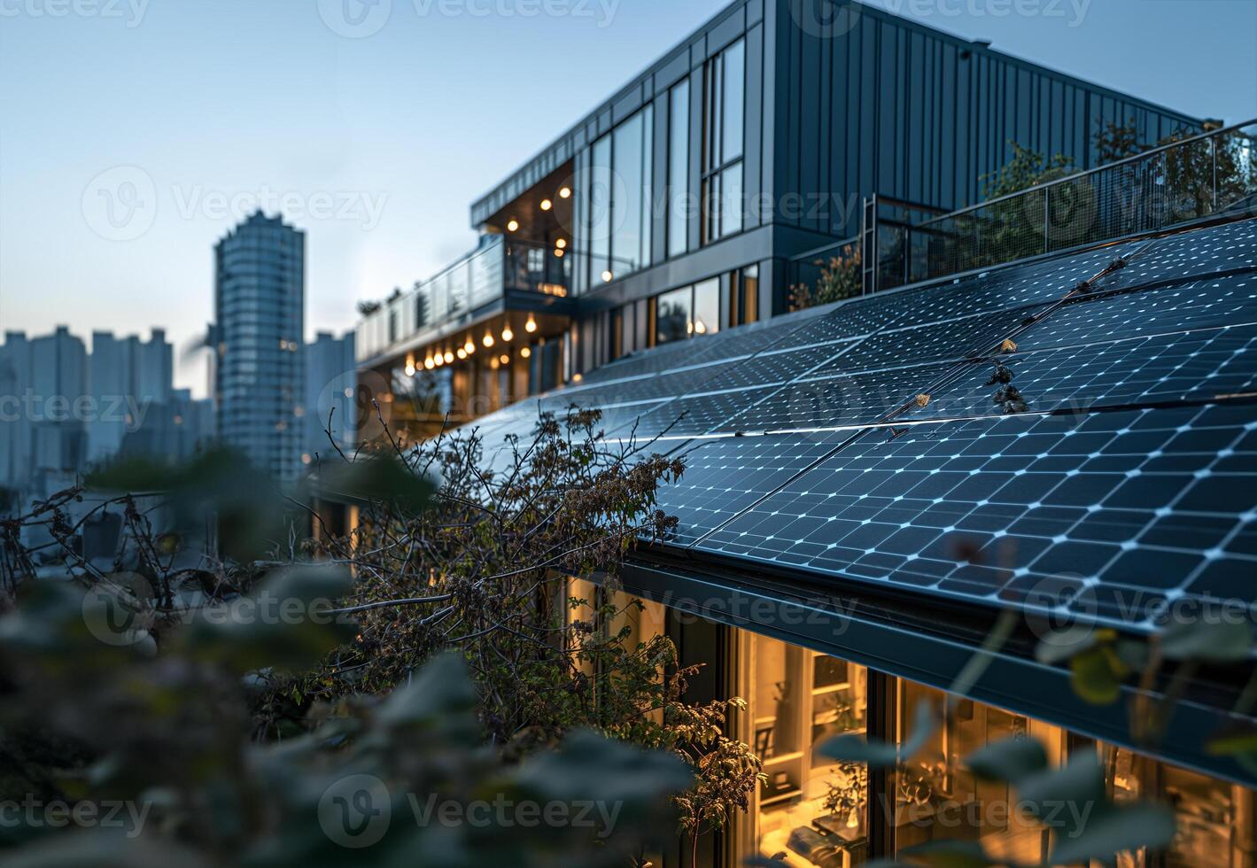 ai generato solare pannello fotovoltaico installazione. alternativa elettricità fonte - sostenibile risorse concetto. foto