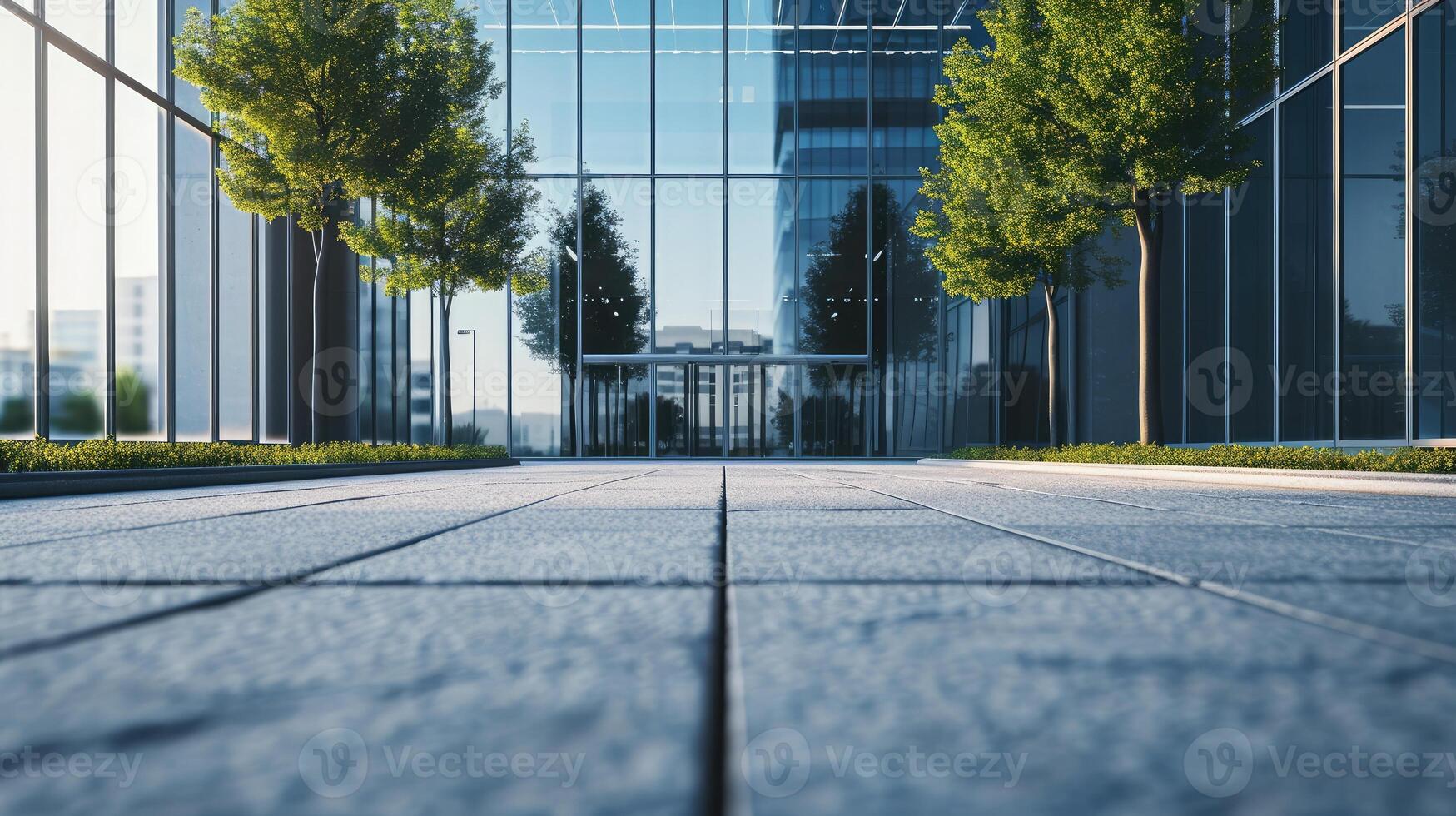 ai generato vuoto terra pavimento nel davanti di moderno ufficio edifici esterno. foto