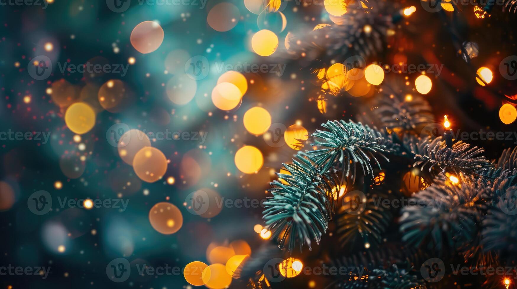 ai generato sfocato Natale albero. sfocato luci. Natale albero sfondo foto