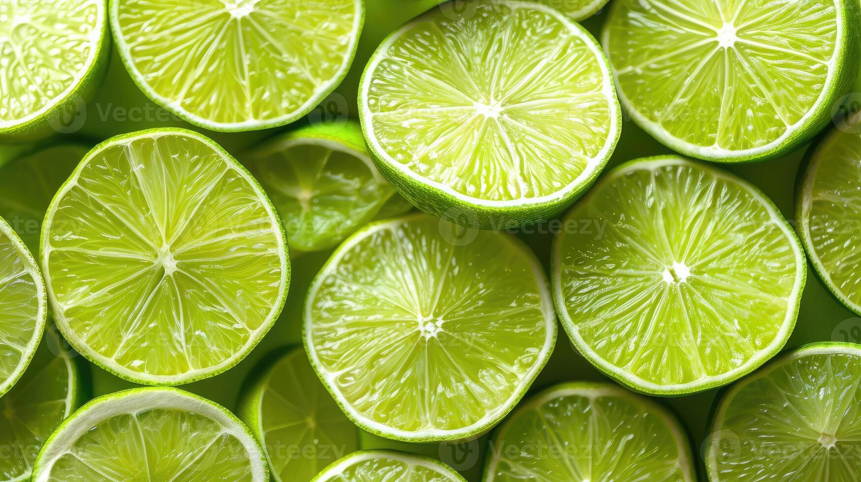 ai generato fresco succoso lime fette come sfondo, superiore Visualizza foto