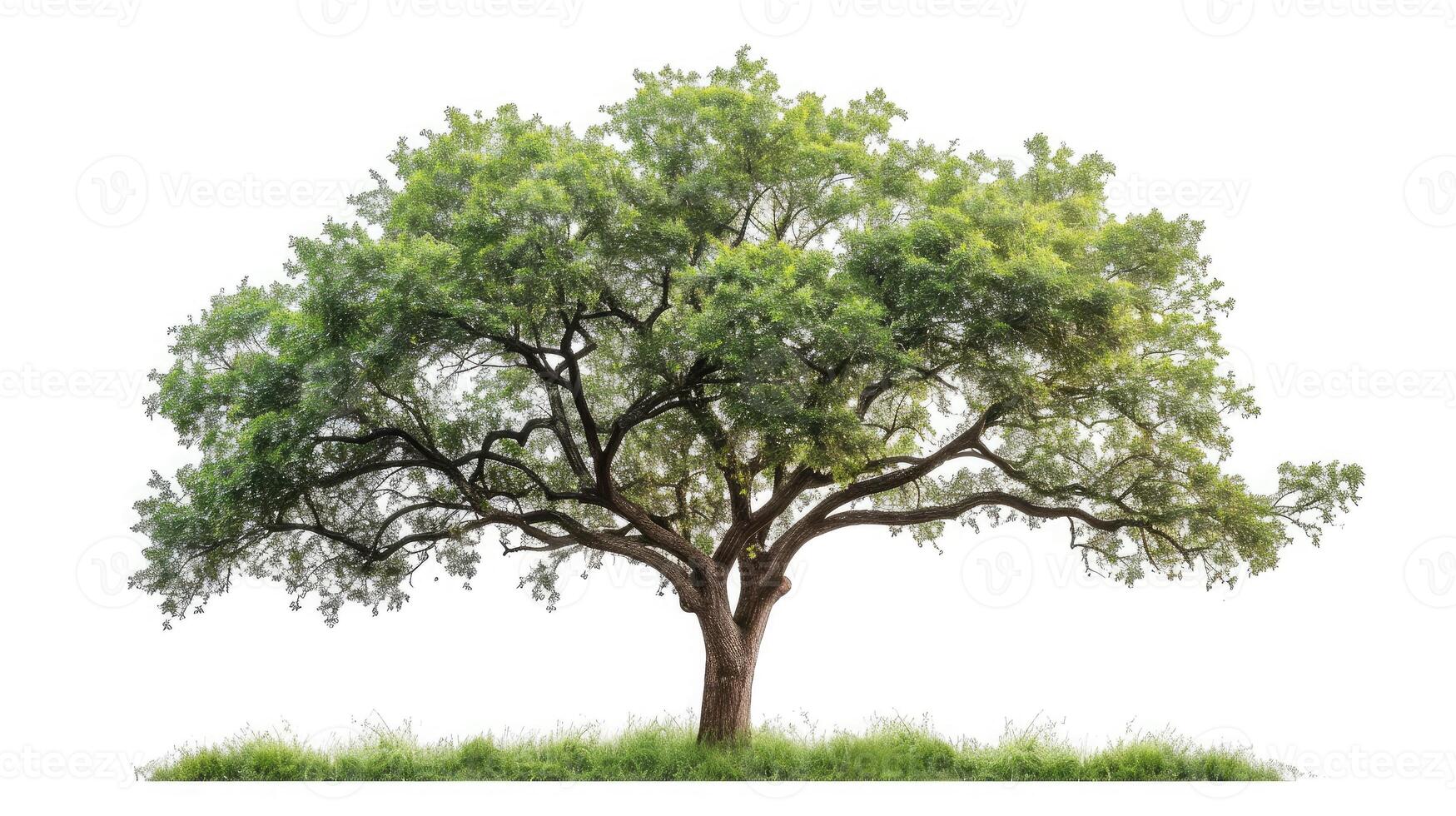 ai generato grande albero isolato su bianca sfondo foto