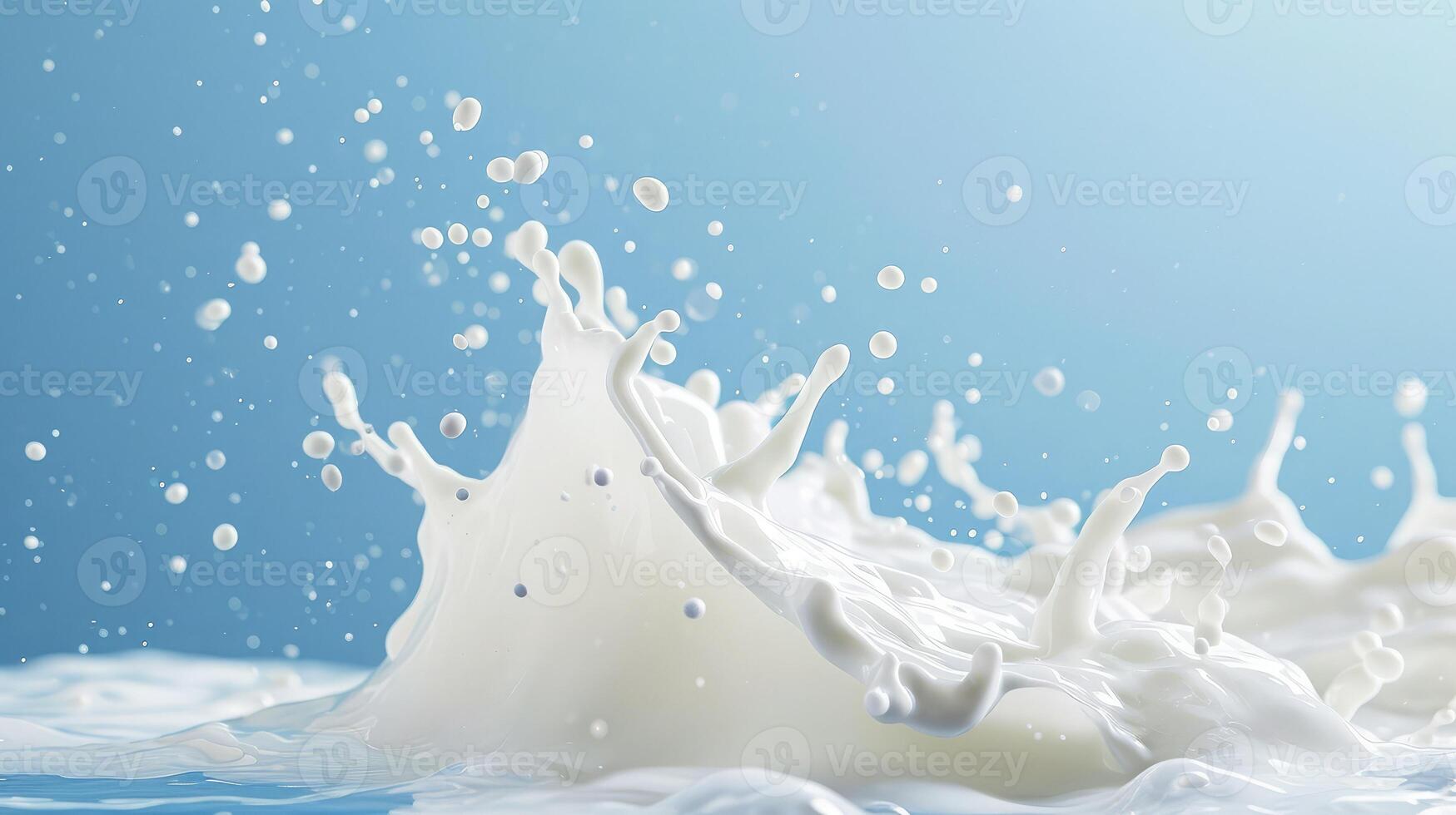 ai generato latte spruzzo su blu sfondo foto