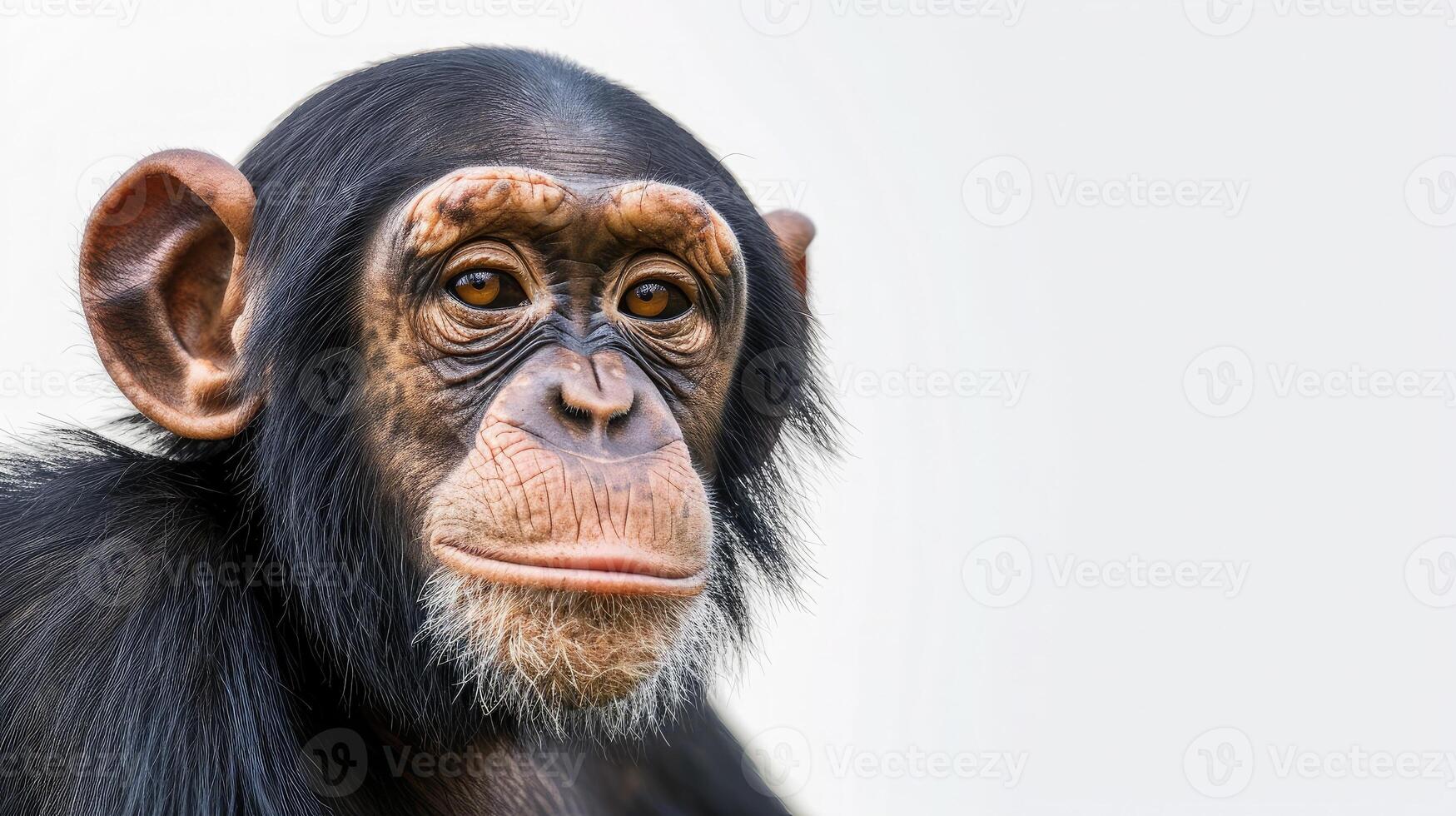 ai generato scimpanzé su isolato bianca sfondo. foto