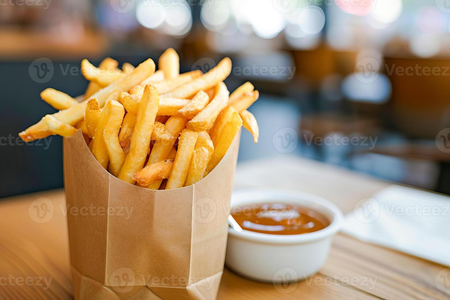 ai generato francese patatine fritte nel un' veloce cibo ristorante. veloce cibo. ai generato. foto