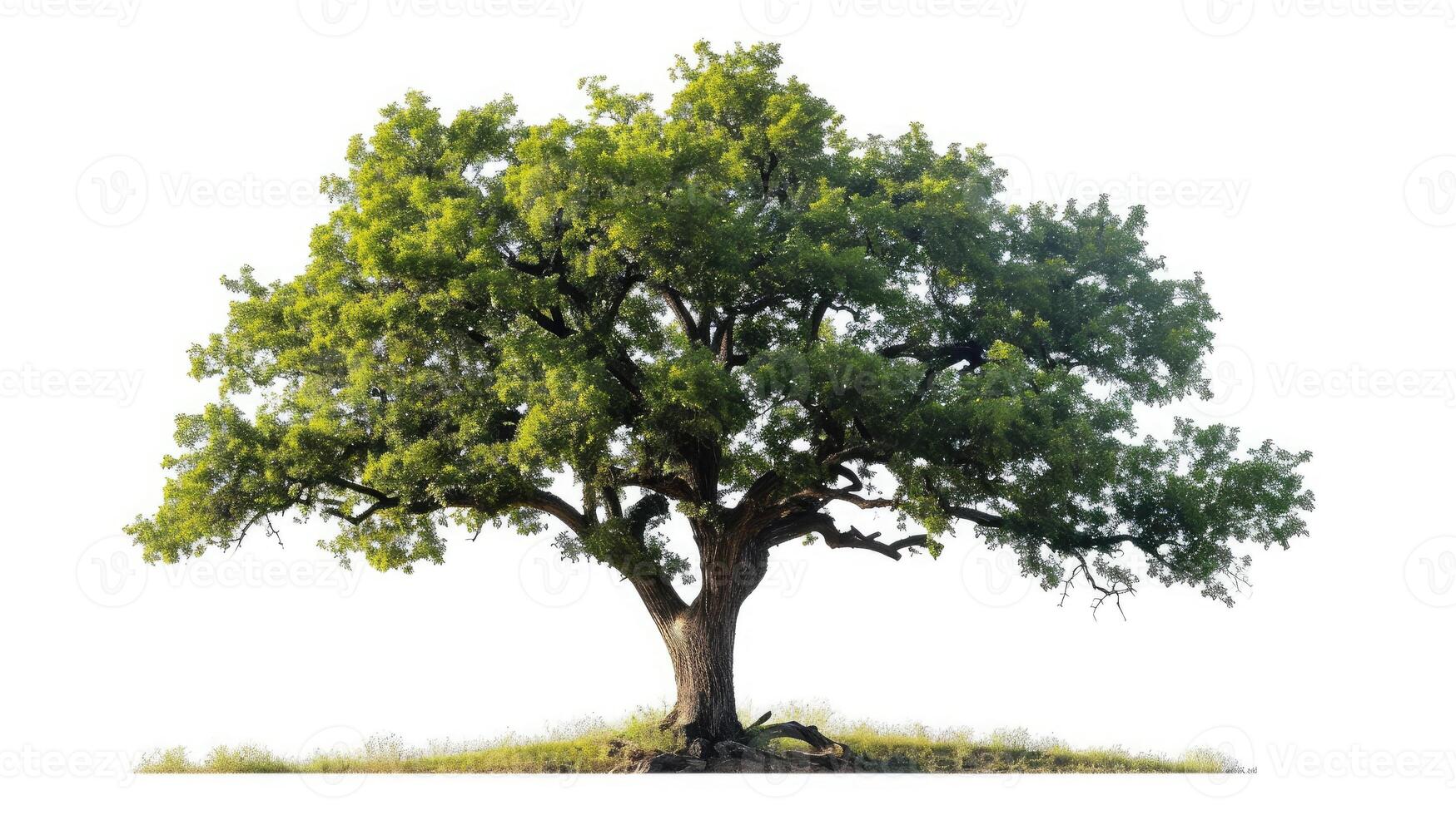 ai generato grande albero isolato su bianca sfondo foto