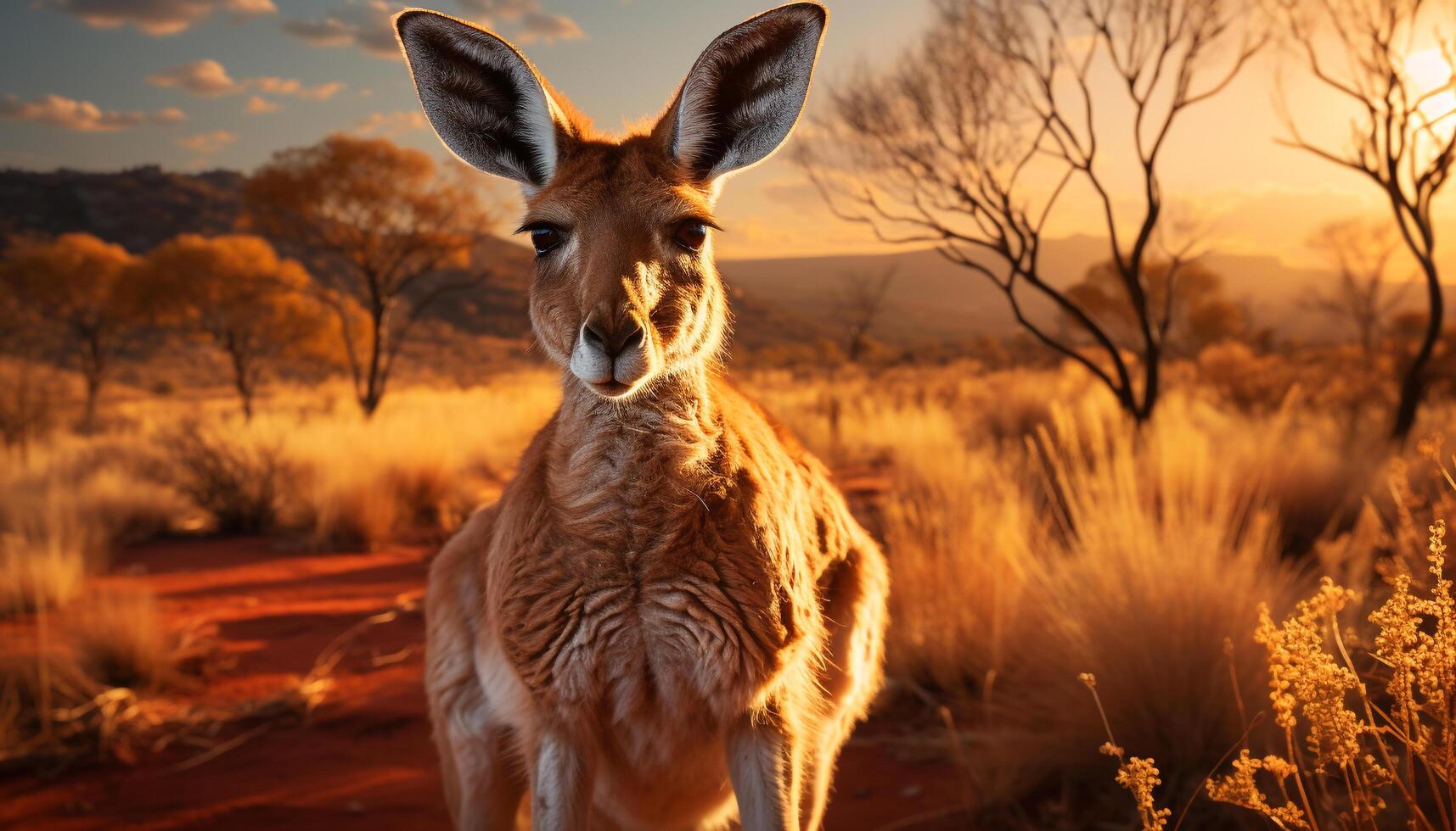 ai generato carino mammifero pascolo su erba nel africano tramonto generato di ai foto