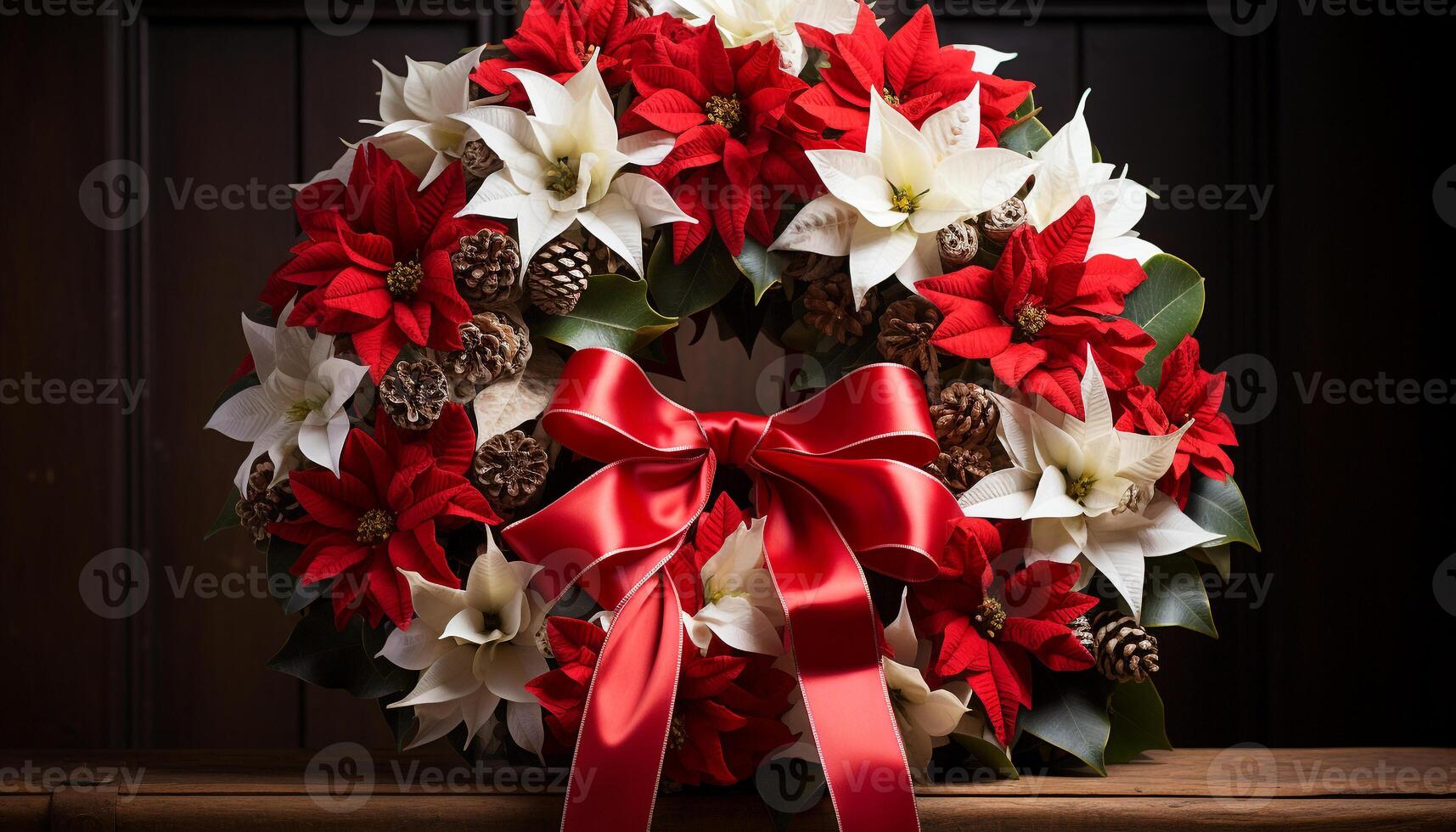 ai generato inverno celebrazione regalo di natura ornato poinsettia ghirlanda generato di ai foto