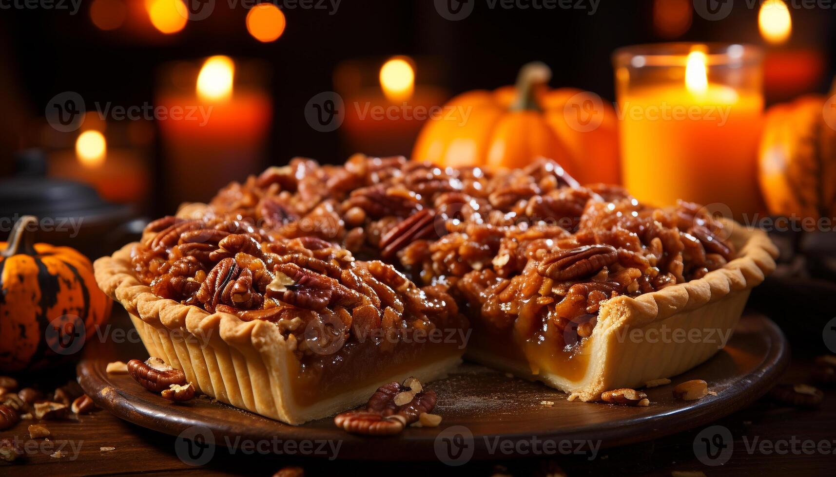 ai generato zucca torta, Halloween dolce, dolce indulgenza, autunno celebrazione generato di ai foto