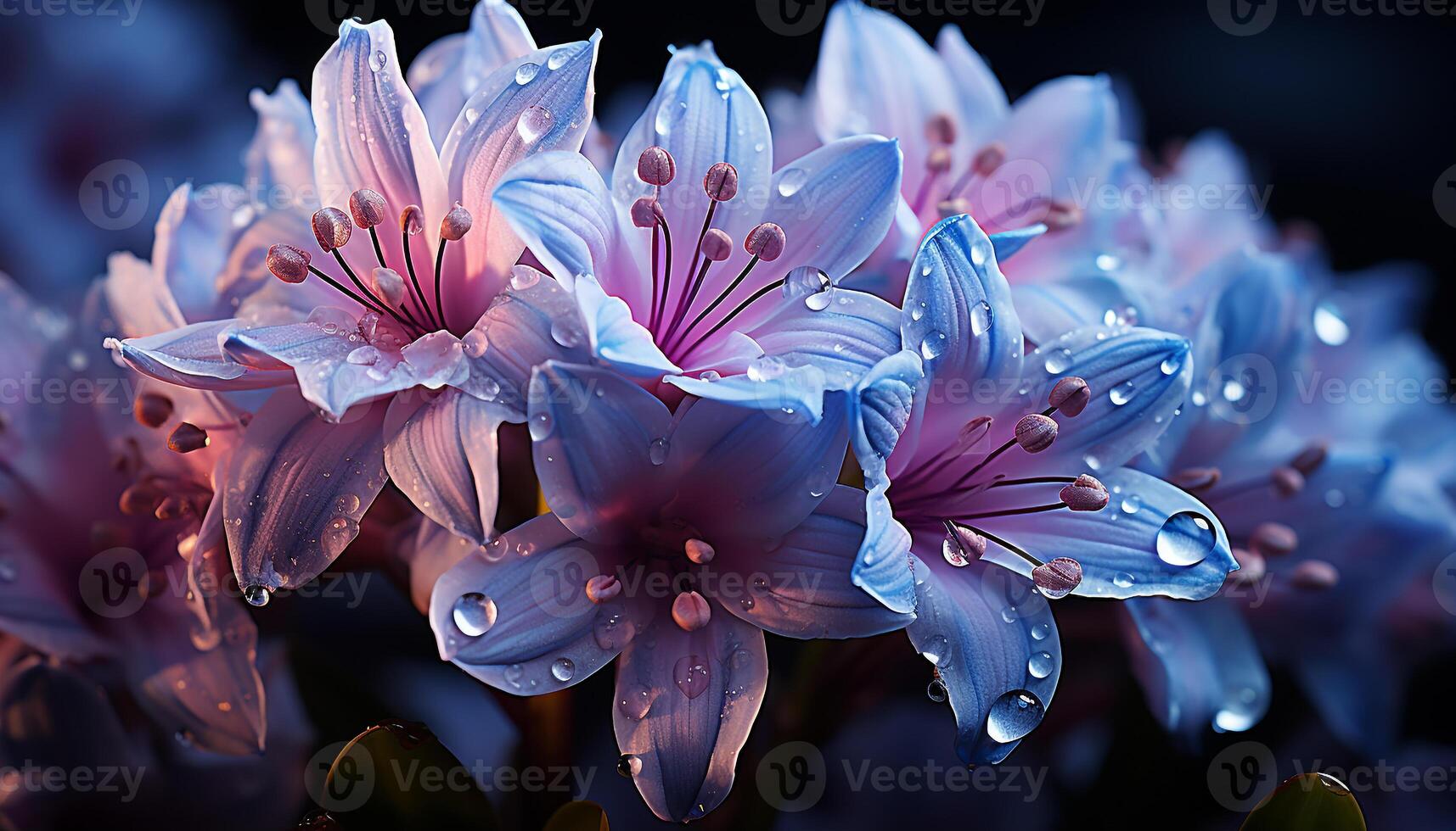 ai generato vivace viola petali fiorire nel natura mazzo generato di ai foto