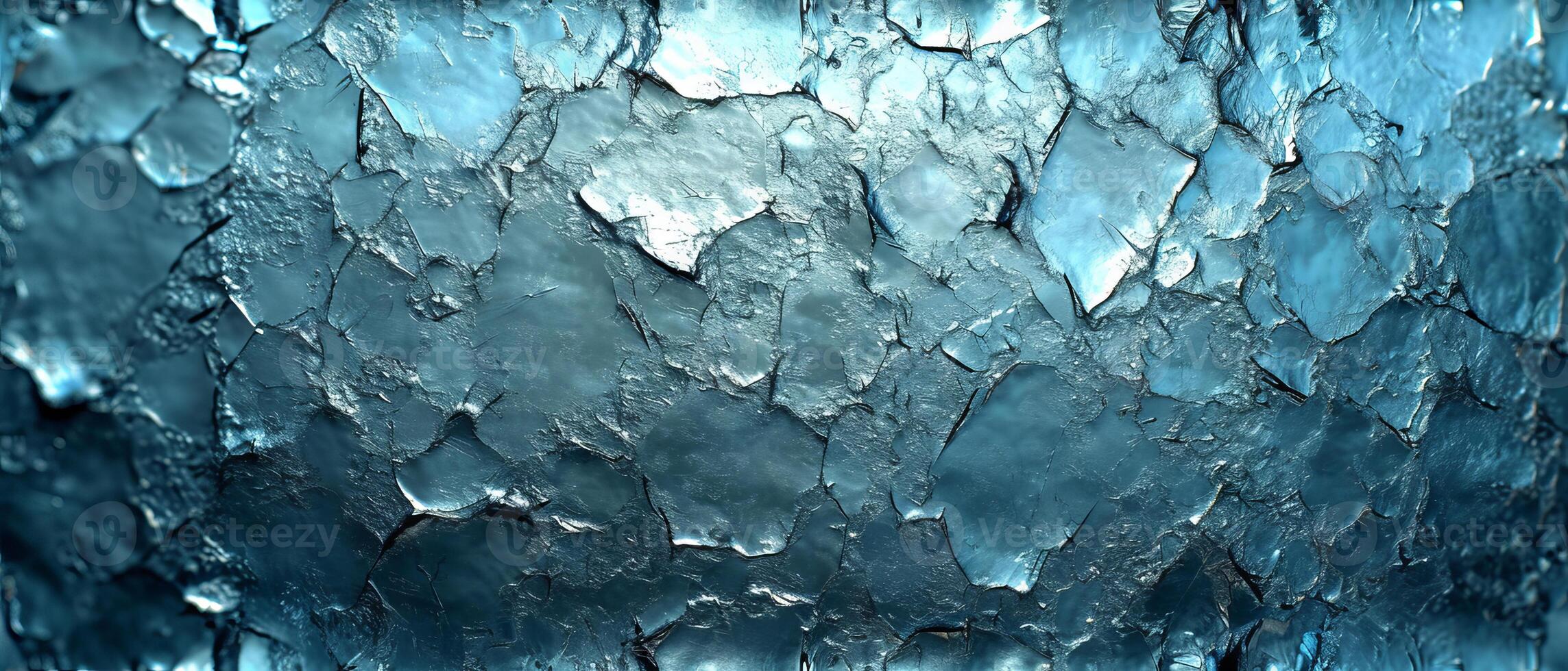 ai generato avvicinamento Visualizza di strutturato ghiaccio cristalli con intricato modelli e un' freddo blu tinta, in mostra il bellezza di congelato acqua foto