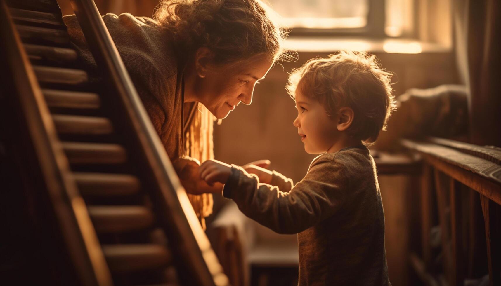 ai generato un' carino bambino piccolo giocando con il suo padre, un' gioioso bonding generato di ai foto