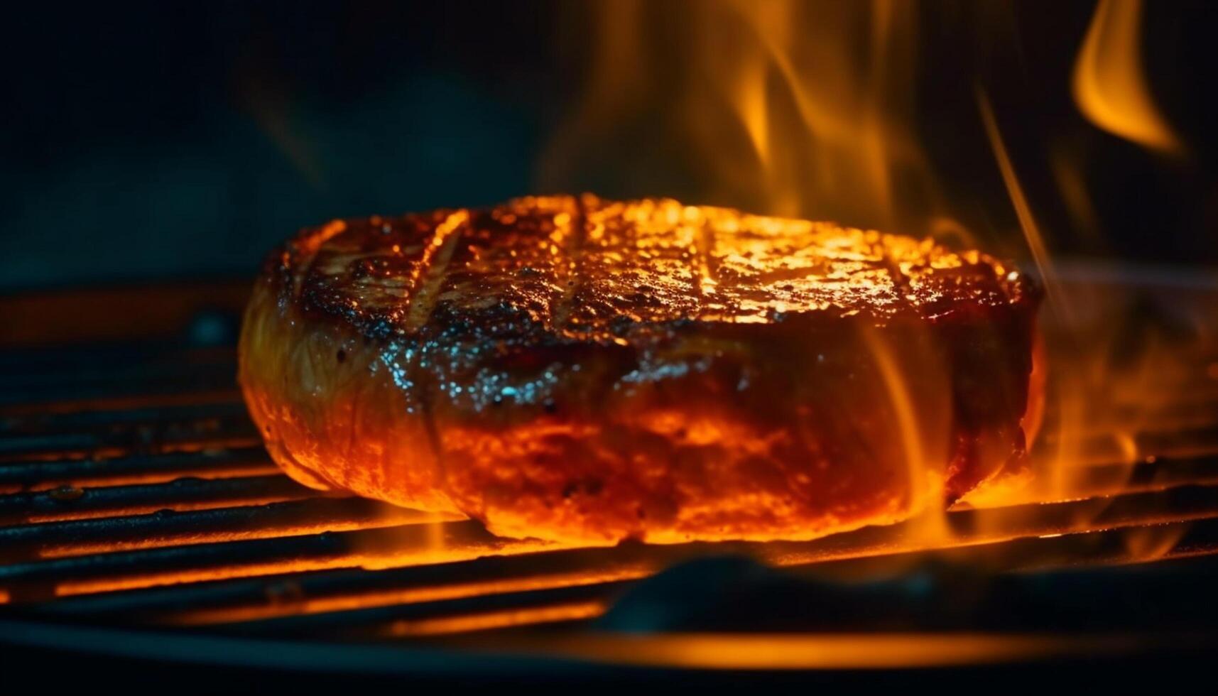 ai generato grigliato carne su raggiante carbone, un' delizioso estate barbecue festa generato di ai foto