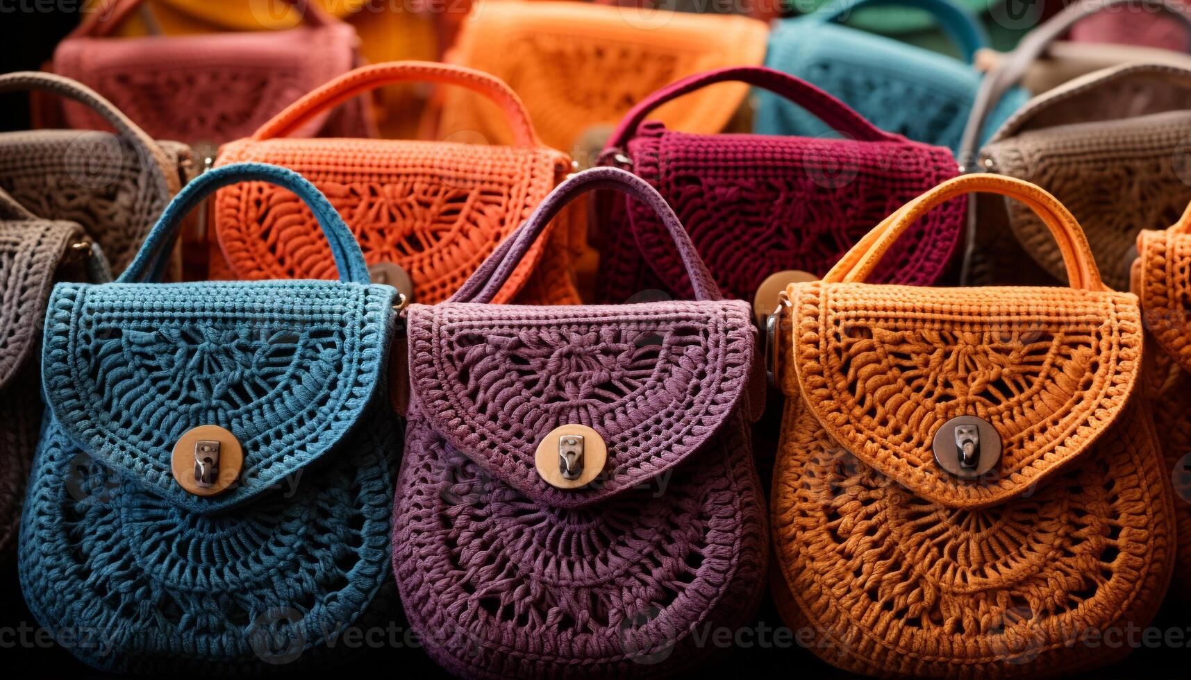 ai generato alla moda pelle borsa nel Multi colorato modello, su vendita generato di ai foto