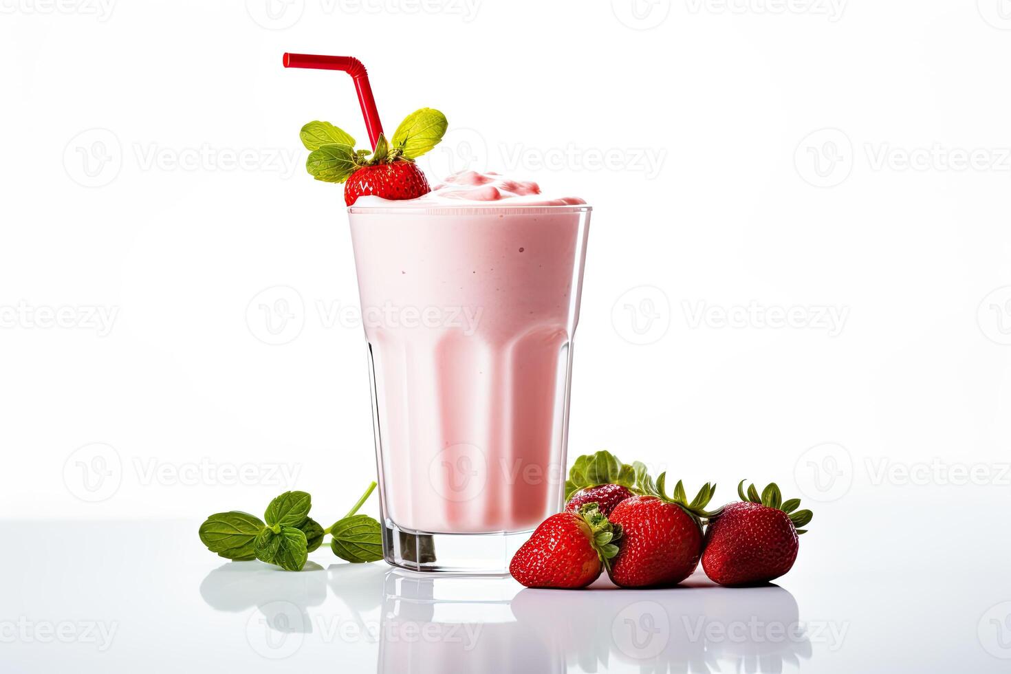 ai generato fragola frappè vicino su foto