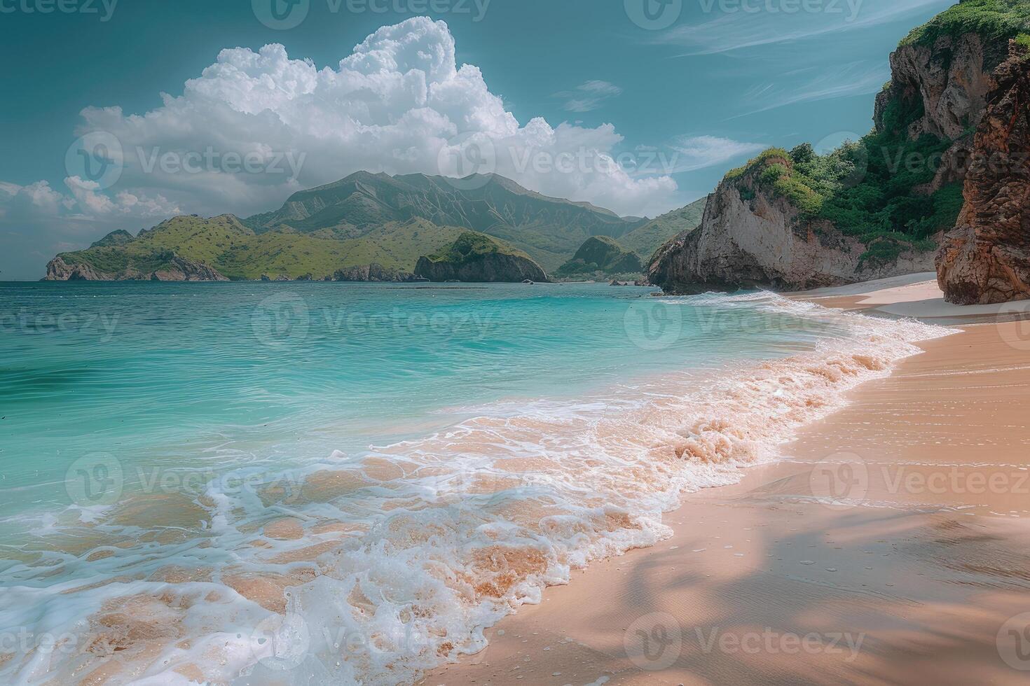 ai generato bellissimo tropicale turchese oceano spiaggia professionale fotografia foto