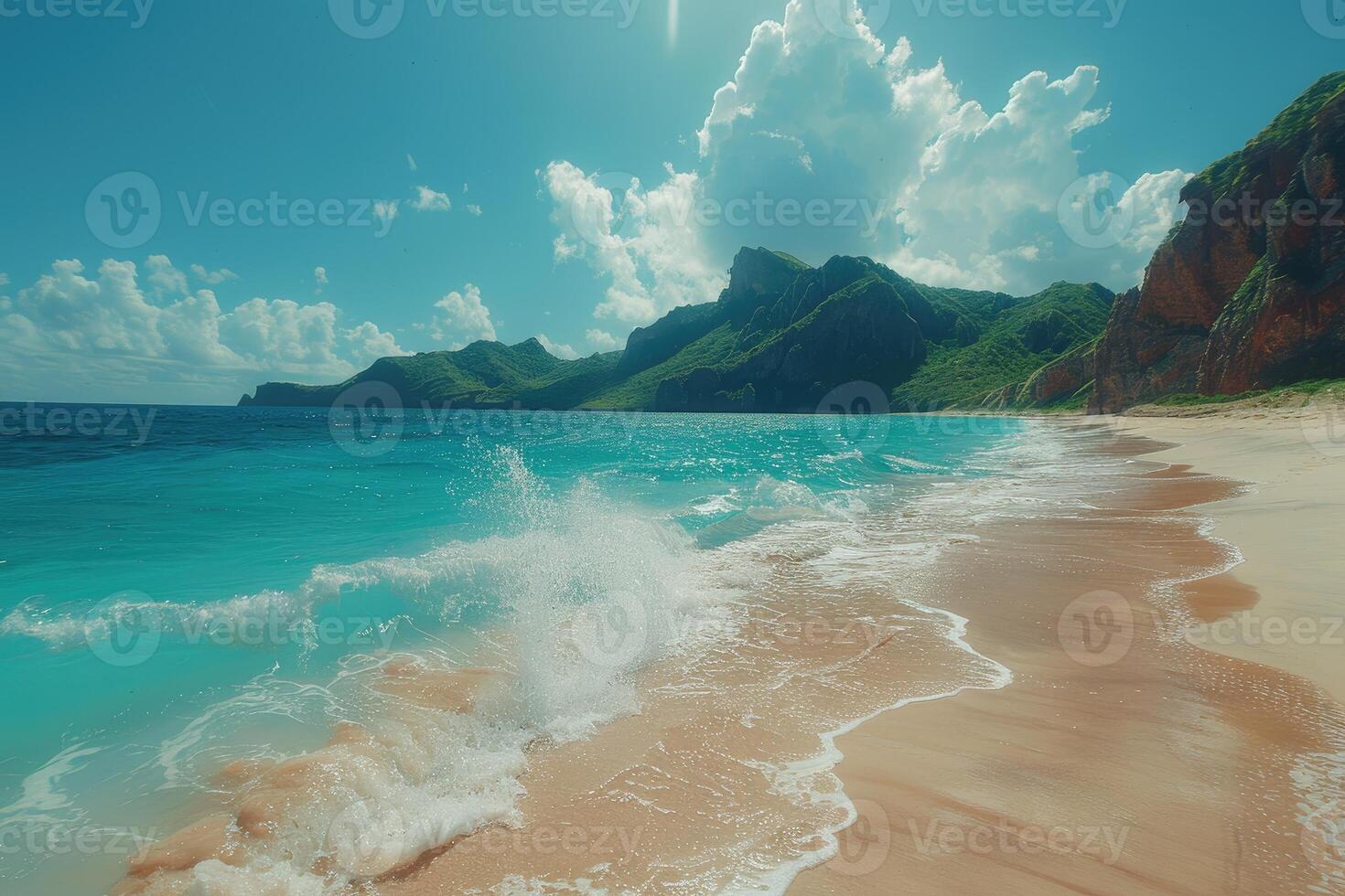 ai generato bellissimo tropicale turchese oceano spiaggia professionale fotografia foto