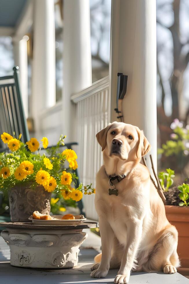 ai generato cani diletto nel un' primavera festa foto