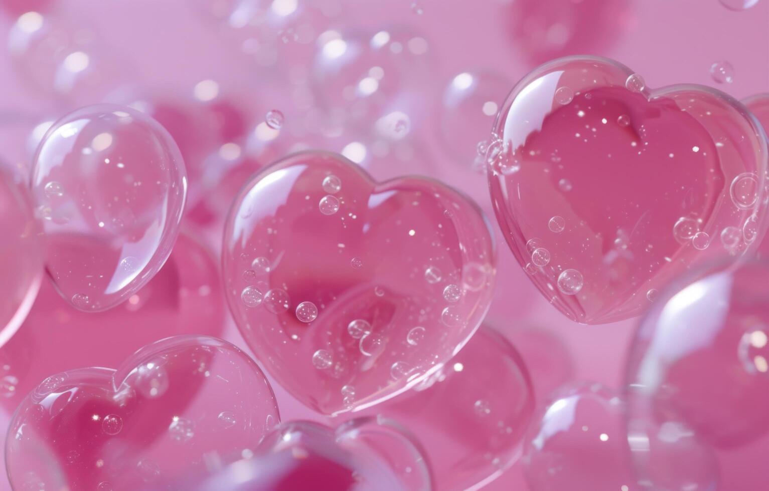 ai generato 3d cuore bolle su rosa sfondo cuore foto