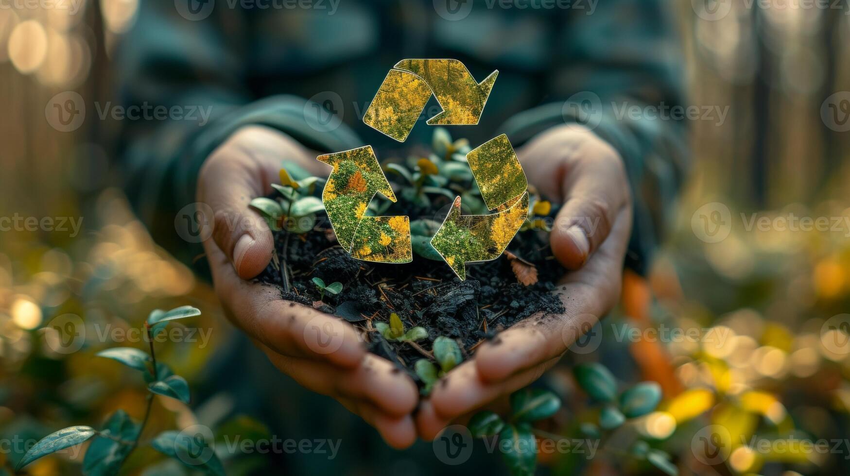 ai generato uomo d'affari Tenere circolare economia icona. circolare economia concetto è importante per futuro attività commerciale crescita e ambientale sostenibilità. foto