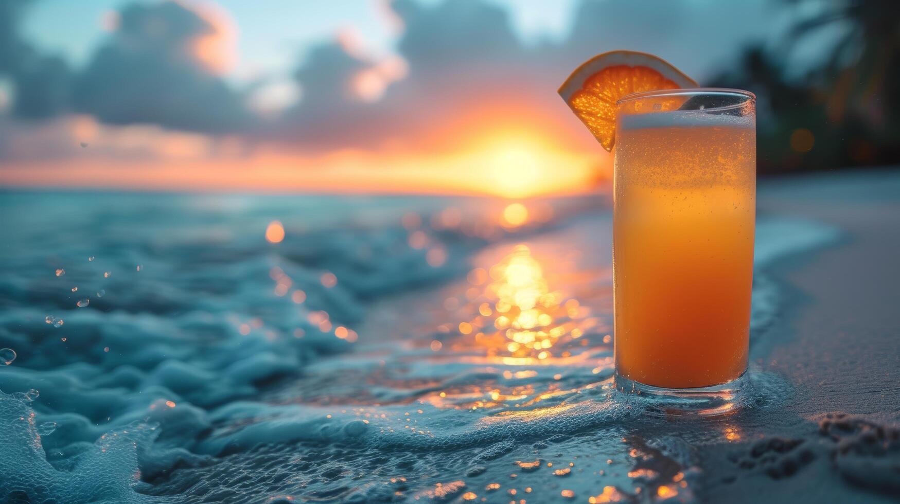 ai generato minimalista tonalità complemento a tema spiaggia cocktail, trasporto spettatori per soleggiato sponde e oceano brezze foto