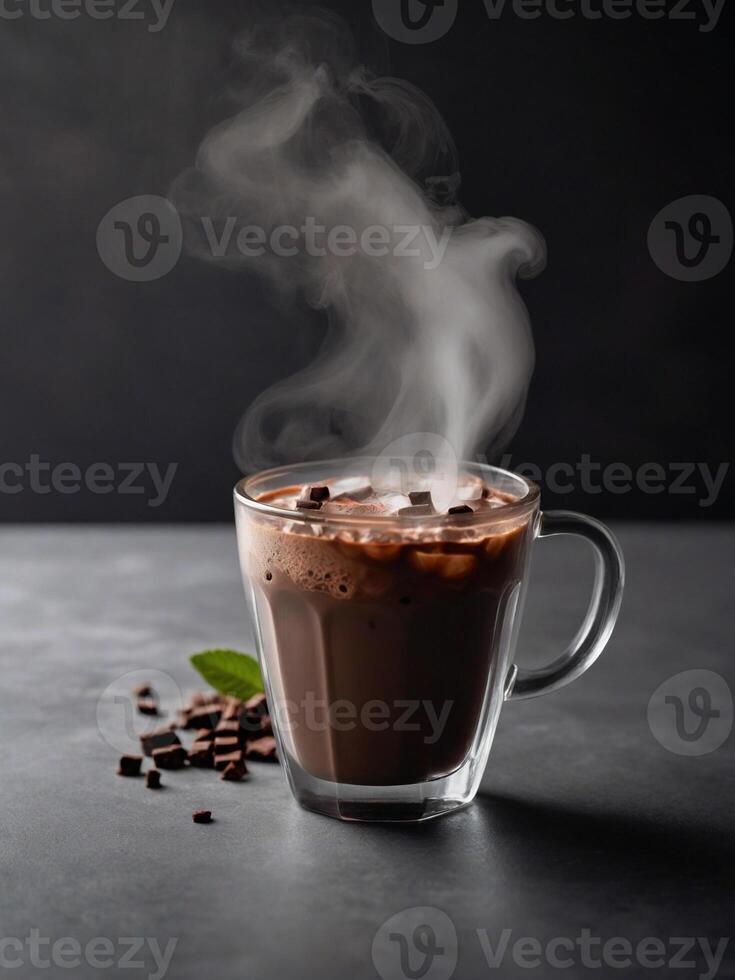 ai generato un' tazza di ghiacciato cacao con freddo vapore In arrivo su Guarda. ai generativo foto