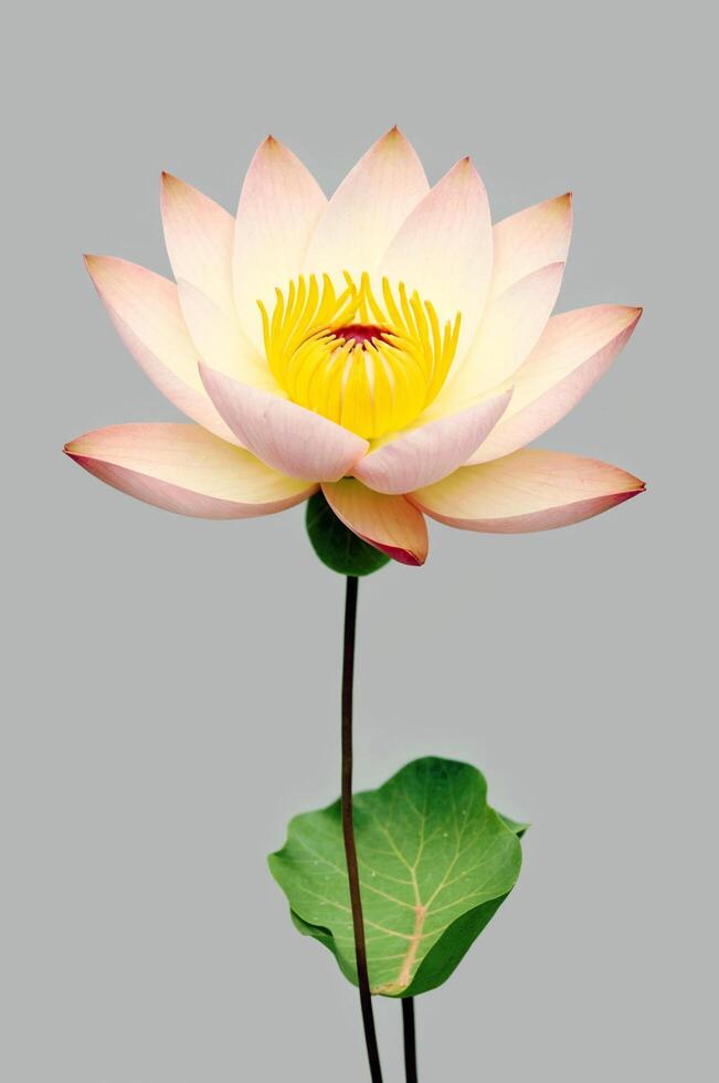 ai generato un' rosa loto fiore con verde le foglie isolato su bianca sfondo. ai generativo foto