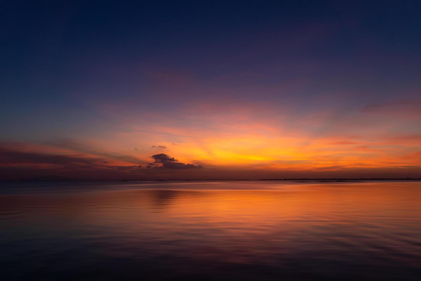 crepuscolo cielo a il lago foto