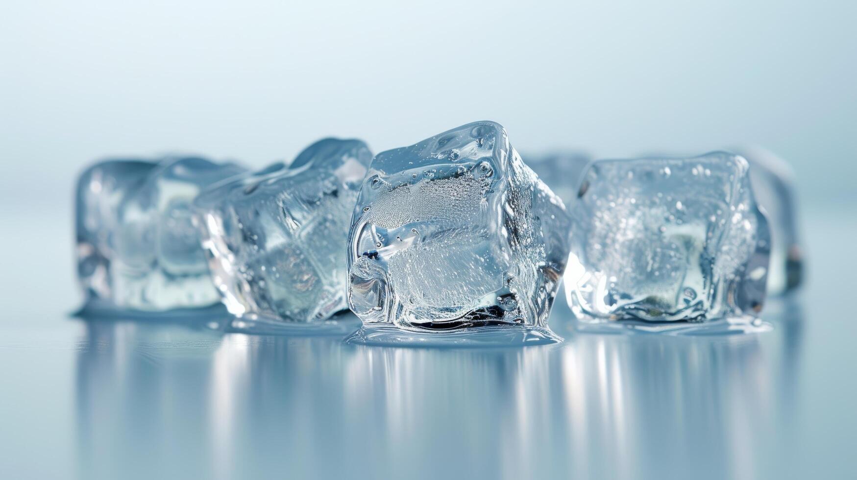 ai generato cristallino ghiaccio cubi su un' pulito bianca superficie, che rappresentano chiarezza foto